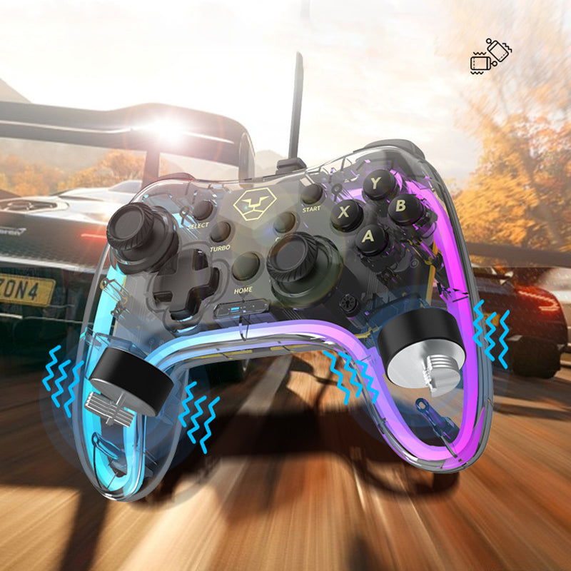 AOLION For Nintendo Switch Computer Transparent Wired Gamepad RGB Light Game Controller AOLION For Nintendo Switch Computer Transparent Wired Gamepad RGB Light Game Controller